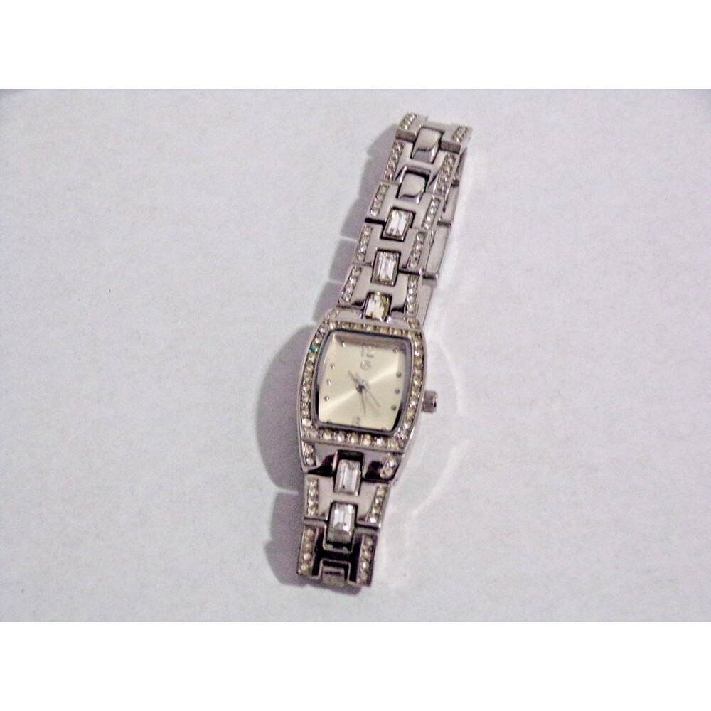 Charter Club Women's Silver Tone Bracelet WristWatch Clear Crystal Accents BBA23